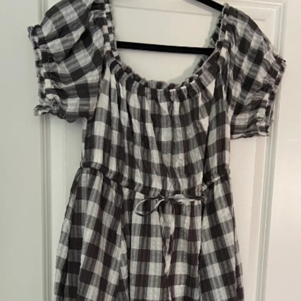 Black and White Gingham Print Dress